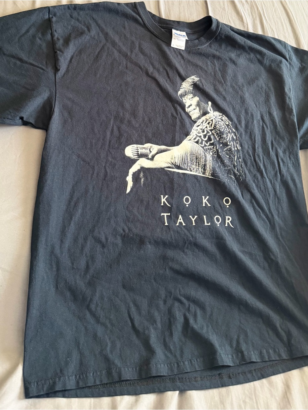 Gildan Black Tee with White Koko Taylor Portrait